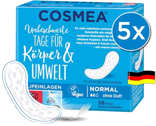 Cosmea Slipeinlagen (Normal) Vorteilspack 5er Pack (5x 58 Stück), Hygiene-Einlagen