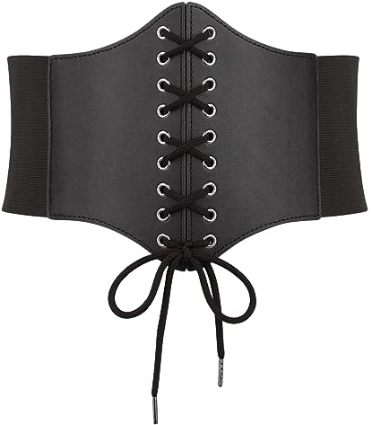 TRIWORKS Renaissance Corset Belt for Women Lace Up Wide Elastic Belt