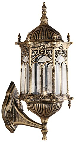 Retro Aluminio Vidrio E27 Luces de pared Villa europea Jardín Exterior IP44 Lámparas de pared impermeables Clásico Exterior Apliques de pared Faroles Linternas para Terraza Jardín Balcón patio