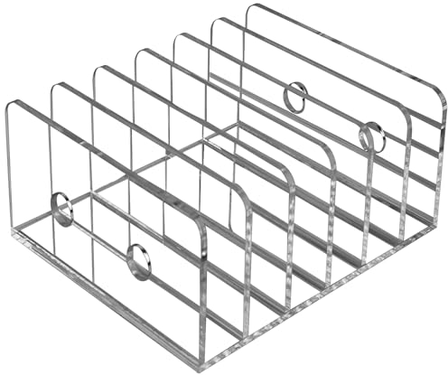 Deefongo Mail Organizer Countertop, 6 Grids Vertical Acrylic Desktop File Holder, Mail Sorter Holder, File Rack Stand Letter Sorter, Clear Desk Organizer for Envelope Document