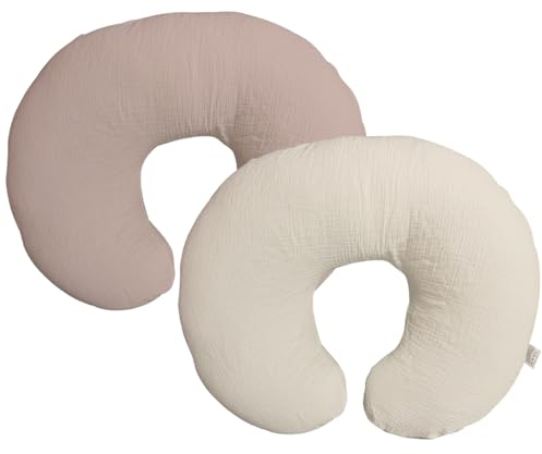 lethooly Stillkissenbezug, Musselin-Baumwolle, Abnehmbarer Bezug für Stillkissen, 2er-Pack, ultraweiches Baby-Stillkissen, passend für Neugeborene, 57,8 x 45,7 cm (Sand), FHFHR-3D
