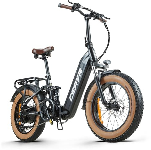 CEAYA Vélo Électrique Pliable A20 Vélos Électrique 20 x 4 Fat E-Bike Urbain pour Adulte VTT Électrique Batterie 20Ah,Charge Max. 180KG,7 Vitesses,Suspension Complète