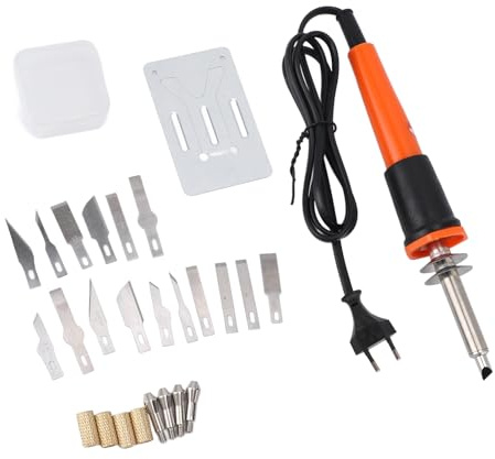 Kit di Utensili per Taglierina a Coltello Caldo Elettrico Taglierina per Stencil Multiuso con Coltello da Intaglio a Caldo con Supporto in Metallo a 16 Lame (Spina europea 220 V)