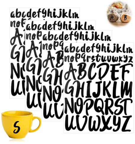 4 Sheet Letter Stickers, 1 Inch 2 Inch Self Adhesive Alphabet Stickers Waterproof Vinyl Letter Decals for Crafts DIY Poster Scrapbook Window Mailboxes