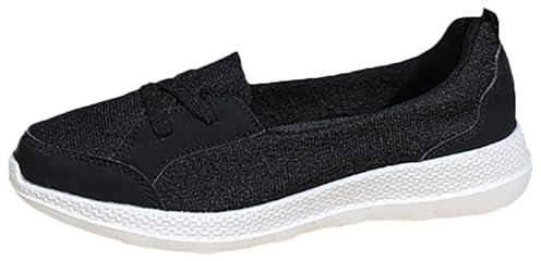 Ballet Shoes Size 12 Women's Soft Orthopedic Shoes Breathable Woven Go Walking Slip On Foam Shoes Arch Support Slip in Sneakers Ballet Pumps Size 3 (Black, 6.5)