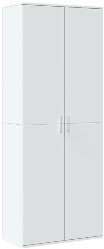 vidaXL Credenza Bianca 70x35x180 cm, Legno Multistrato, Mobile Contenitore, Mobile Alto, Mobile Buffet