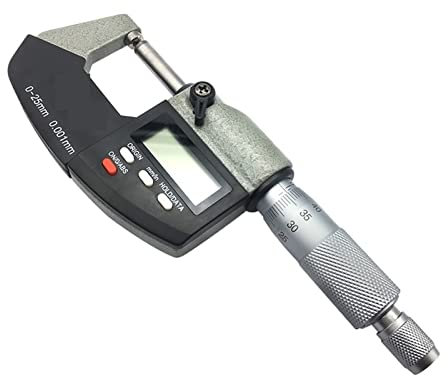 KONGMM Micrometro, Testa Singola Rotonda Digitale micrometro Esterno da 0-25mm 0.001mm micrometri micrometri Strumento di misurazione accurato con Scatola