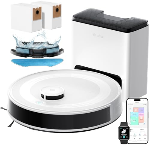 LEFANT M2 Plus Robot Aspirapolvere Lavapavimenti con Mappatura, 6000Pa Aspirazione, Svuotamento Automatico,Navigazione Laser dToF, Evitamento Ostacoli PSD, Pulizia Personalizzata, Alexa/APP/WiFi