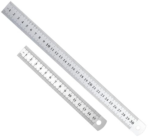 Stainless Steel Ruler Set Metal Ruler 30CM Steel Rule Heavy Duty Metal Rulers for Cutting Straight Edge for Architects Artists Designers Classroom Office Measuring 15CM