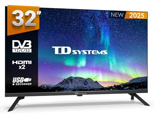 TD Systems - Televisor 32 Pulgadas no Smart TV, televisión TDT 2025, televisores con 3 años de garantía, 2X HDMI, USB Reproductor y Grabador - PRIME32K21H