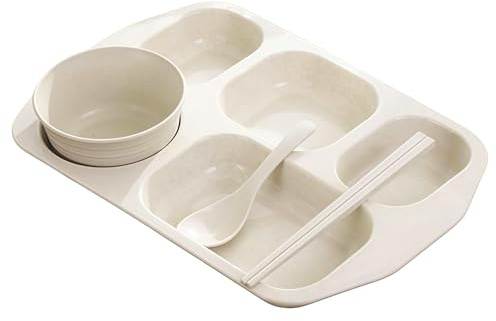 Platos Con Separadores | Bandeja con 5 Compartimentos para Desayuno y Comidas,Plato para Separar Alimentos,Para Niños Estudiantes Hogar Oficina Escuela Guardería Hora De La Comida Comedor Restaurante