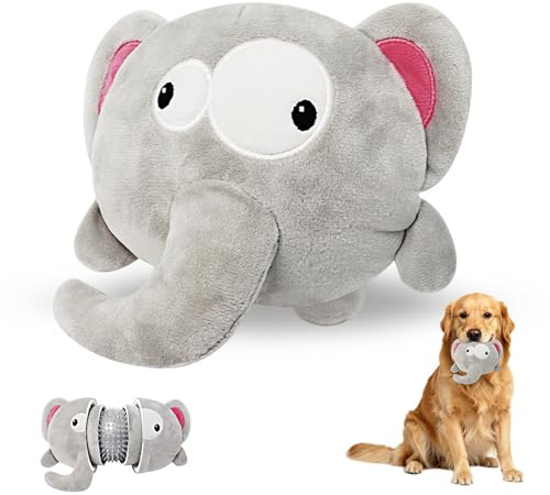 Juguete para Perro Resistente 3 en 1,Peluches Limpieza Dental(Elephant)
