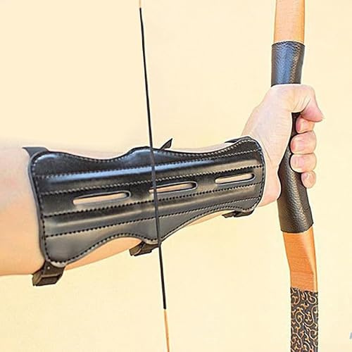 Forearm Protector Bracer PU Leather Arm Guard for Bow String Safety - Adjustable Fit for Adult Youth Beginner Archers Left Right Hand 22x8cm