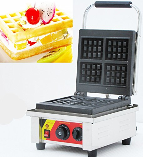 CGOLDENWALL Np-539 4 pcs rectangle gaufrier antiadhésif Grid gaufré Baker carré machine à pain Commercial Belgian Waffle Réchaud machine grille-pain - 220V