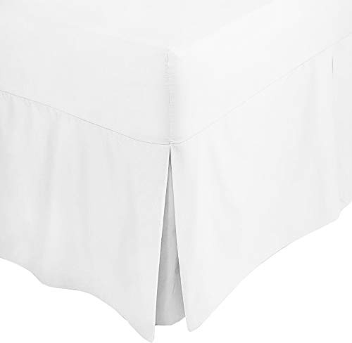 Sheets Valance Pleated 100% Egyptian Cotton 200 Thread Count Split Corner Bed Skirt (White, King)