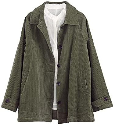 Minibee Women's Corduroy Jackets Long Sleeve Coats Button Down Outwear Tops with Pockets