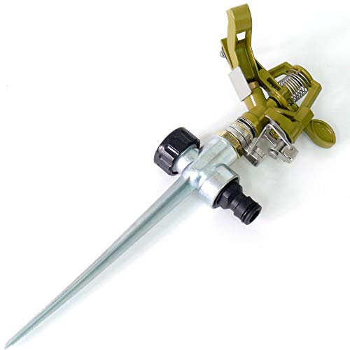 Amslight Irrigatore a impulsi per prato, in metallo, 360°, Sprinkler