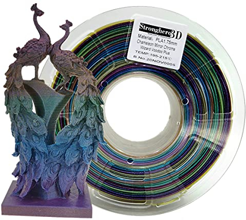Stronghero3D PLA-3D-Drucker-Filament, 1,75 mm, Chamäleon-Spiegel-Chrom, mehrfarbiges Filament, Genauigkeit +/-0,05 mm, Nettogewicht 1 kg, für Ender3, Cr10