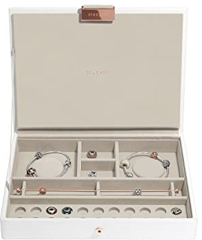 Stackers Limitierte Auflage Weiß & Roségold Klassisch Charm Schmuckschatulle