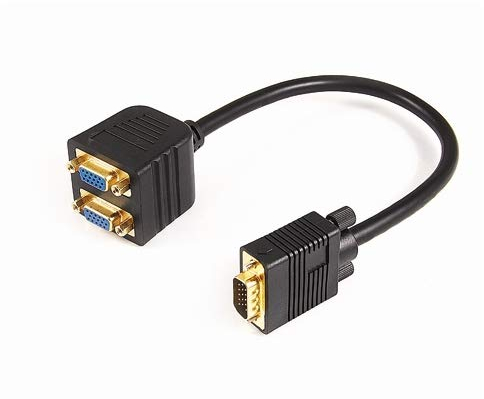PremiumCord Adapter VGA-Stecker auf 2X VGA-Buchse, Splitter für mehrere Geräte, Schwarze Farbe