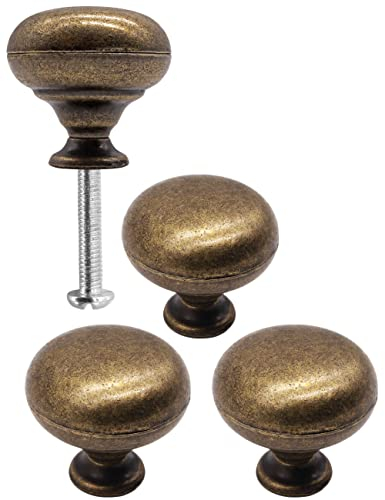 Fuxxer Juego de 4 pomos antiguos para muebles, estilo vintage, color bronce, 30 x 30 mm