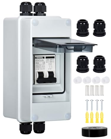 40A 12V-400V PV DC Miniature Circuit Breaker with Box UV Proof (10A 15A 25A 30A 60A Optional) Solar Isolator Switch for Solar Panels DC 110V 240V Plug and Play MCB