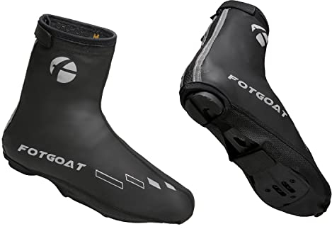 Überschuhe Fahrrad Wasserdicht Winter Neopren Shoecover für Herren Damen Radsport Rennrad MTB Schuhüberzieher Kälteschutz Regenschutz mit Reflektoren Black 48/49