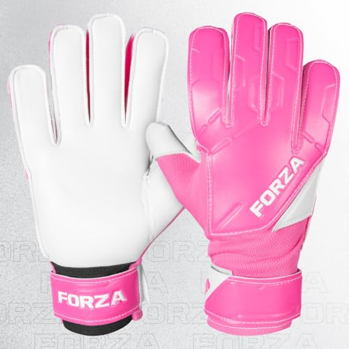 FORZA Club Goalkeeper Gloves [7 Sizes] - Adult & Kids Goalkeeping Gloves (Pink, Size 5 (8-9 Years))