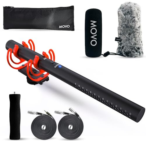 Movo X3-II 11-inch XLR Shotgun Microphone for Camera - Supercardioid Condenser Shotgun Mic for DSLR, Content Creation, Video, and Filmmaking - Directional Boom Mic with Rycote Shockmount, Grip