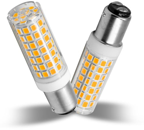 XIMNCHNI 7W Ampoule LED B15D Dimmable Blanc Chaud 3000K, 700LM B15D LED Lampe Équivalent 75W Halogène, Ampoule à Baïonnette B15D pour Hotte Aspirante, Machine à Coudre, Lot de 2
