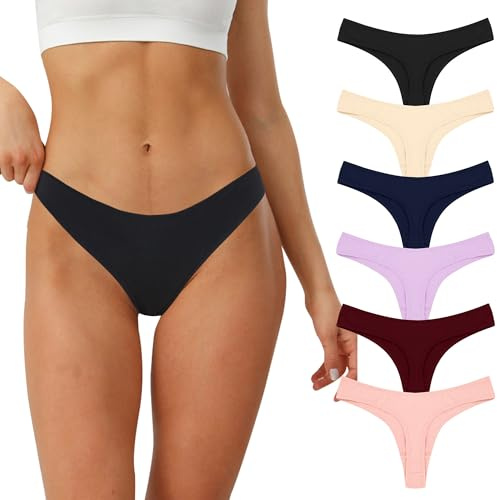 Lakpoau Tanga Coton Femme String Culotte Strings Tangas Slip Sport Women Thong Underwear Hipster Shorties Lot de 6 UN9-S-6