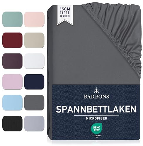 Spannbettlaken 140x200cm - 35 cm Tiefe Tasche Spannbetttuch Oeko-TEX Zertifiziert Gebürstete Polyester Mikrofaser Bettlaken Bettbezug für Boxspringbett Dicke Matratzen (140 x 200 cm - Dunkelgrau)