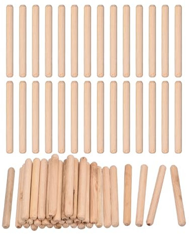 QUARKZMAN 60 Pcs Chevilles En Bois 6x60mm(0.24x2.36) Extrémités Biseautées Chevilles En Bois Bois Séché Pour Menuiserie Meubles Étagère