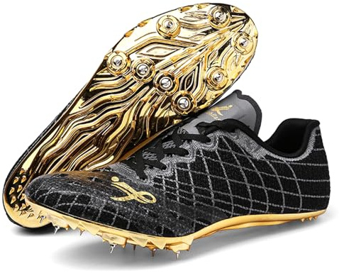 sekiueo Zapatillas De Atletismo para Hombre Y Mujer con 7 Clavos para Carreras Profesionales Ligeras Y Cómodas para Saltar,Negro,39 EU