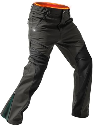 Moosehill Men's Snow Ski Pants Water Resistance Fleece Lined Softshell for Winter Outdoor with Zippered Bottom Legs (Black, 36W*32L)