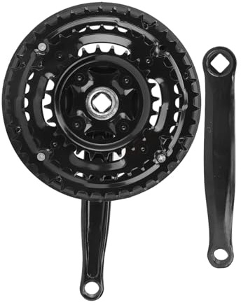 ZESTEFY Bike Crankset, High Carbon Steel Crankset 24-34-42T with Chain Cover, Durable Bicycle Crank Arm Set for Variable Speed Mountain Bike & Road Bike, Compatible with 21/24/27 Speed Systems