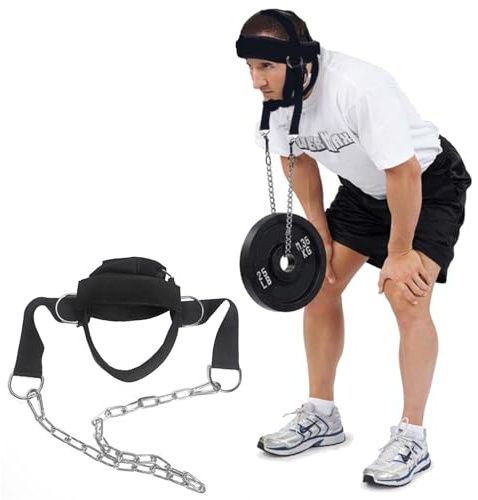 Trappole per allenamento del collo, attrezzatura per allenamento del collo, imbracatura regolabile per la testa, imbracatura per sollevamento per colli più forti con regolabile e catena