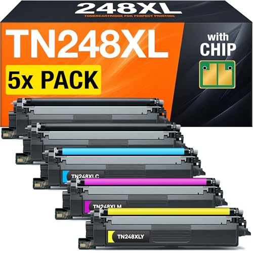 TN248XL TN248 Toner för Brother MFC-L3740CDW MFC-L3760CDW HL-L3220CWE (5 Toner med Chip)