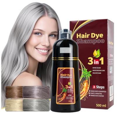 Shampoo Colorante 3 In 1 Plata, Shampoo Alle Erbe Per Scurire I Capelli, Formula Ad Azione Rapida, Copertura Semipermanente Dei Capelli Grigi, Per Uomini E Donne (Silver)