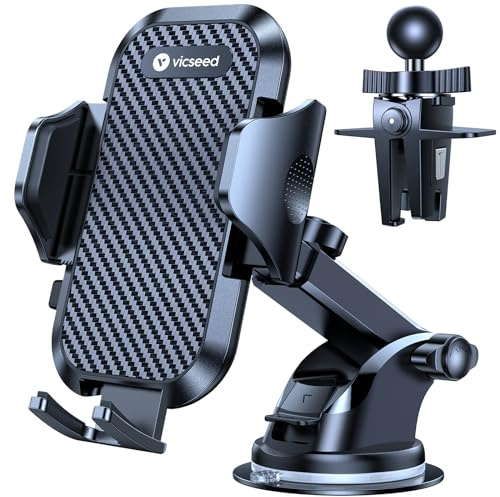 VICSEED 2026 Ultimate Sturdy Car Phone Holder [Upgraded 95+LBS Strongest Suction] Universal Long Arm Cellphone Mount for Car Dashboard Windshield Vent Truck Boat for iPhone 17 16 Pro Max & Android