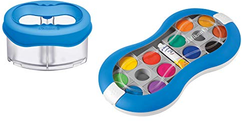 Pelikan Wasserbox Space für Deckfarbkasten/Wasserfarbkasten Space+ (blau, Deckfarbkasten 12 Farben)