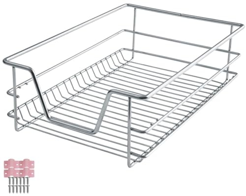 tectake® Cajón Telescópico, Bandeja Extraible Armario, Rieles Extensibles, Organizador Cocina, Organizador Armario Cocina, Cajon Telescopico Cocina - 1 Cajón, Apto para armarios de 40 cm