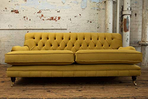 JVmoebel Gelbe Chesterfield Stoff Polster Dreisitzer Wohnzimmer Couch Design