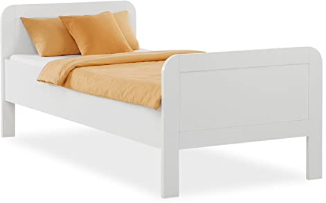 Homestyle4u 2408, Komfortbett Bett Senioren Seniorenbett 90x200 Komforthöhe Weiß Holz Leichter Einstieg extra hoch