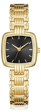CIVO Damenuhr Quadratisch Edelstahl-Gold Armbanduhr-Damen - Einfache Wasserdicht Eckig Analog Quarz Uhr Schwarz, Elegant Geschenke für Frauen
