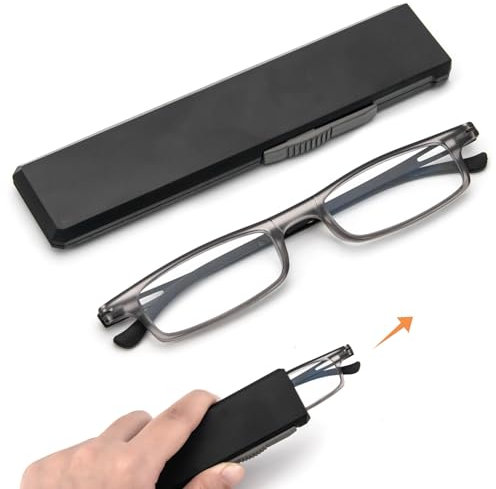 kollyseek Occhiali da lettura per uomini e donne Anti-grigio con cassa Occhiali pratici e funzionali, 2.0 (1pc grigio)