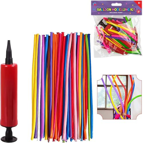30PCS Modelling Balloon Kit with Pump – Fun Twisting Latex Balloons for Kids’ Parties, Summer Crafts & Decorations – Colorful Art Balloons (Red) – Ideal for Children’s Birthday & Events