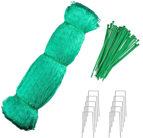 Garden Netting for Plants & Fruit Patch Protection – 4x10m Durable Garden Netting Mesh with Cable Ties & U-Shaped Pegs, Heavy-Duty Bird Netting for Vegetables, Fish Ponds & Grass Seeds