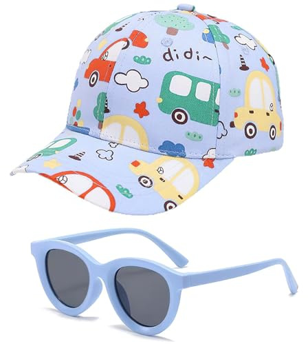 Casquette de Baseball Garcon Lunette de Soleil Enfant, Réglable Baseball Cap Chapeau de Protection Solaire Lunettes Soleil Accessoire Été Garcon pour Les Sports d'Extérieur
