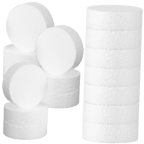 PHENOFICE 24Pcs Foam Discs for Crafts Lightweight Round Foam Circles for DIY Projects Cake Decorating and Decorative Carving High Density Foam Shapes for Versatile Use